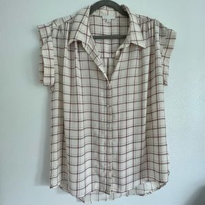 14th & Union Plaid viscose button-down shirt size S